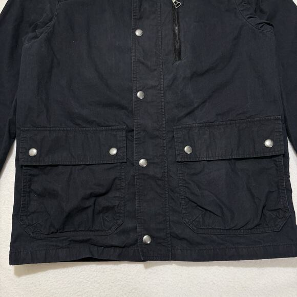 Old Navy Men’s Medium Black Canvas Jacket Snap Button Utility Military Coat - Picture 5 of 14